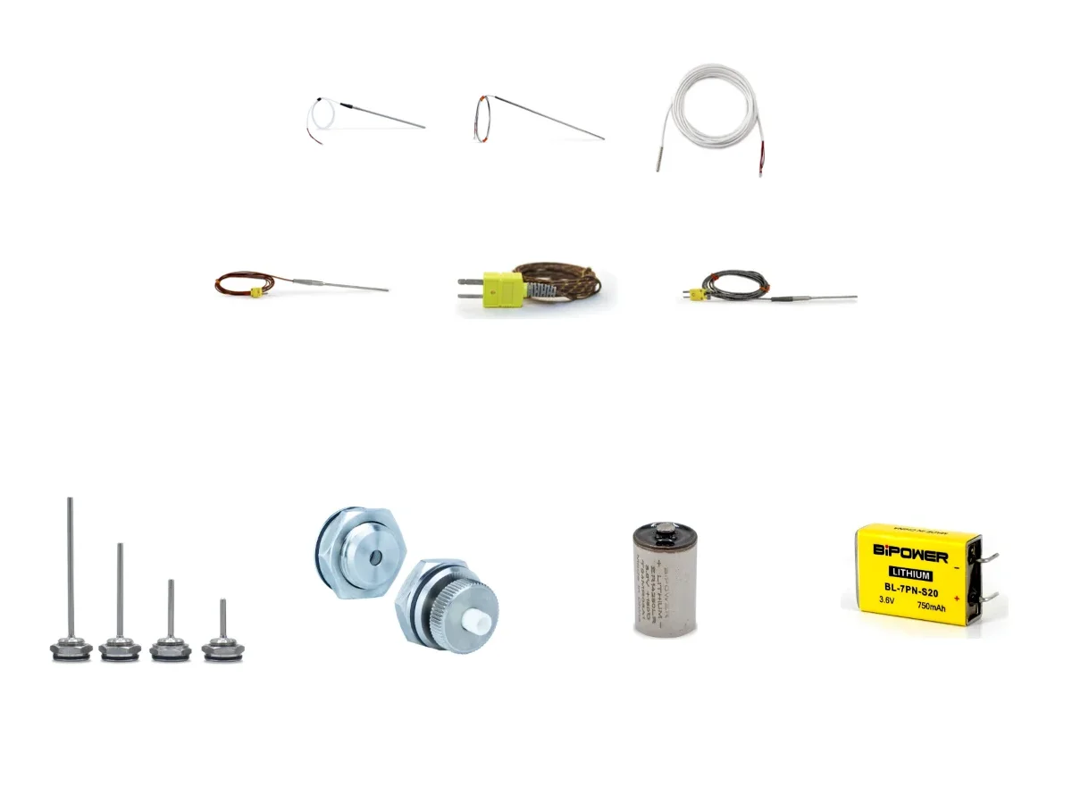 RTD probes, thermocouples, canning fittings and lithium batteries for data loggers