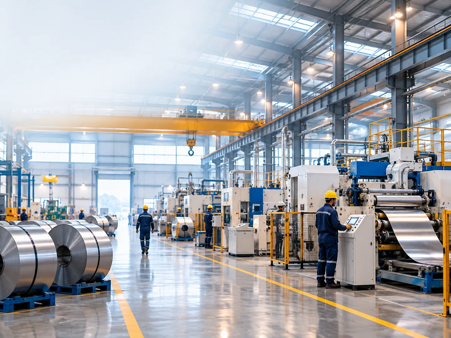 Manufacturing plant with steel coils