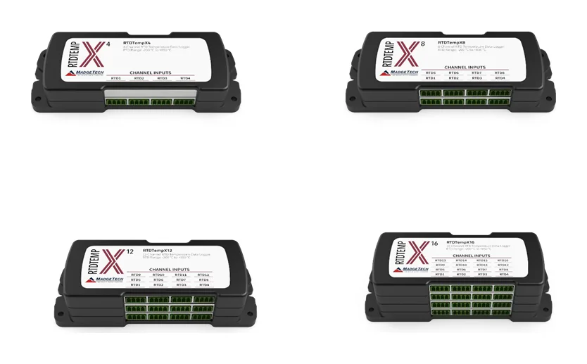 MadgeTech RTDTempX 4, 8, 12 and 16-channel RTD temperature data loggers