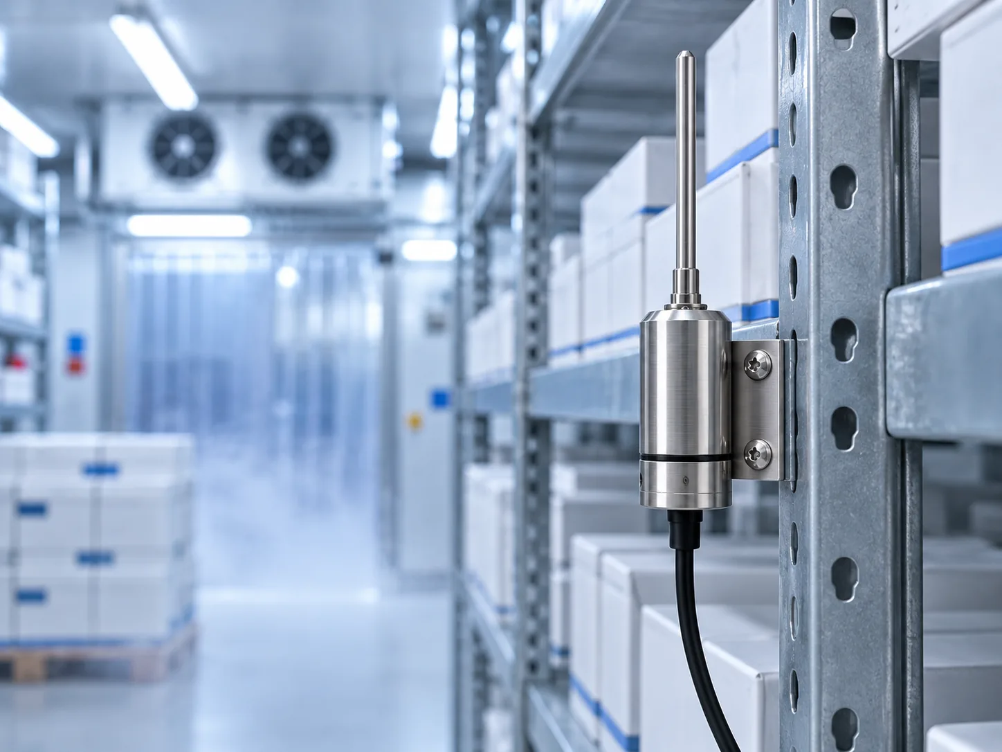 Temperature logger in a cold-storage warehouse like those in the Mumbai region