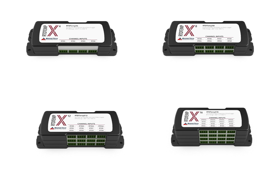 RTDTempX Series - 4, 8, 12 and 16-Channel RTD Temperature Data Loggers